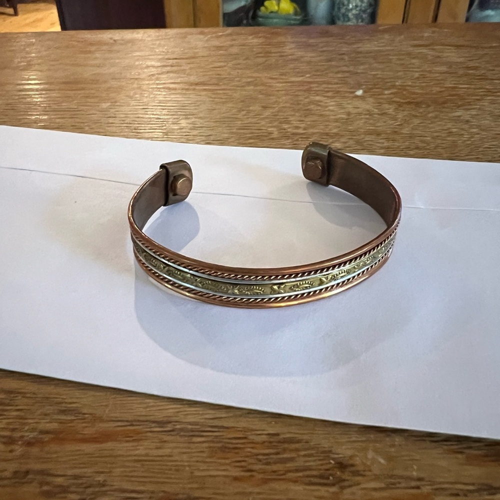 Copper and Brass Bangle Bracelet - Picture 2 of 2